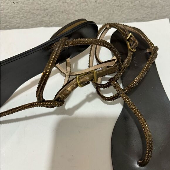 Pelle Moda Chocolate Crystal Rhinestone Sandals - Picture 3 of 9